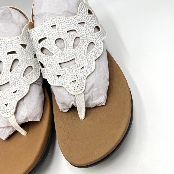 10W 10 WIDE WIDTH Rockport Ridge Sling White Jeweled Lasercut Sandals Shoes - Picture 5 of 13